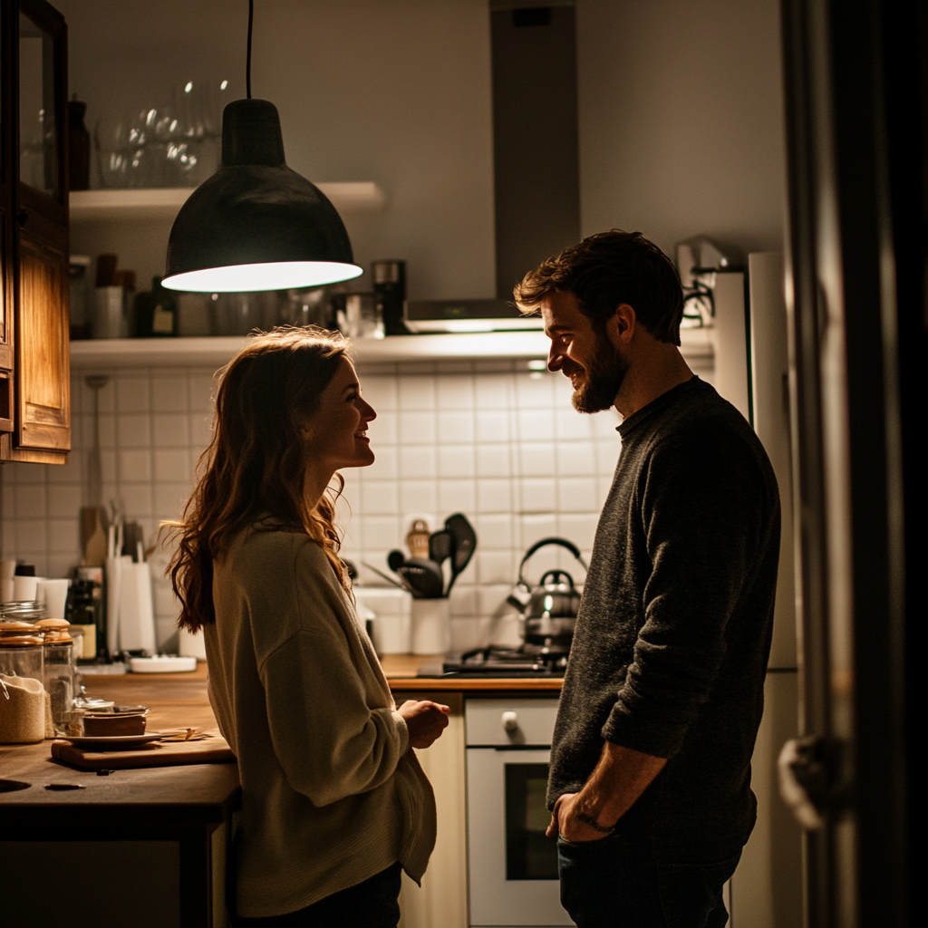 Un couple debout dans une cuisine | Source : Midjourney