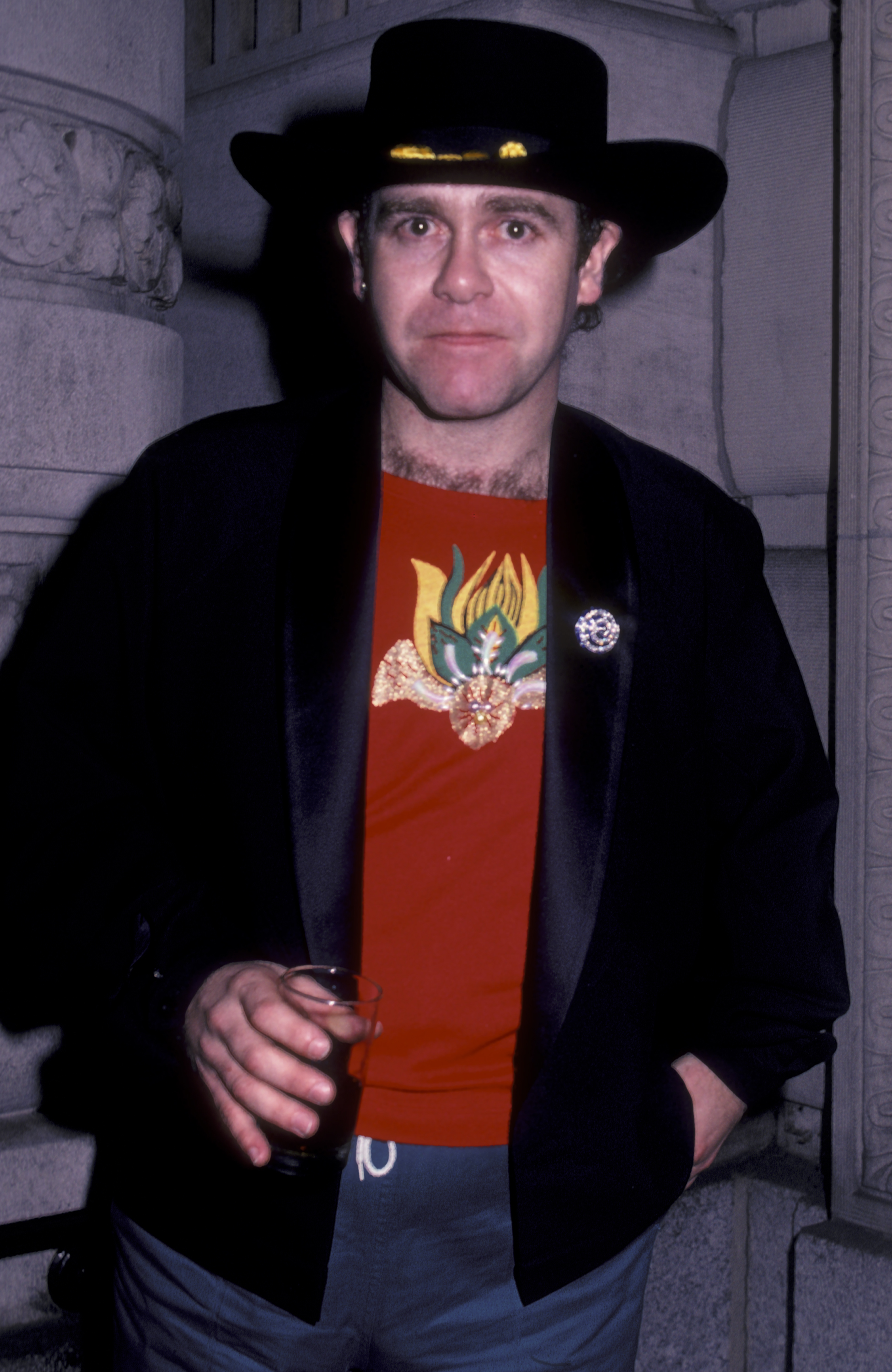 Elton John lors de la soirée de son concert le 6 août 1982 à New York | Source : Getty Images