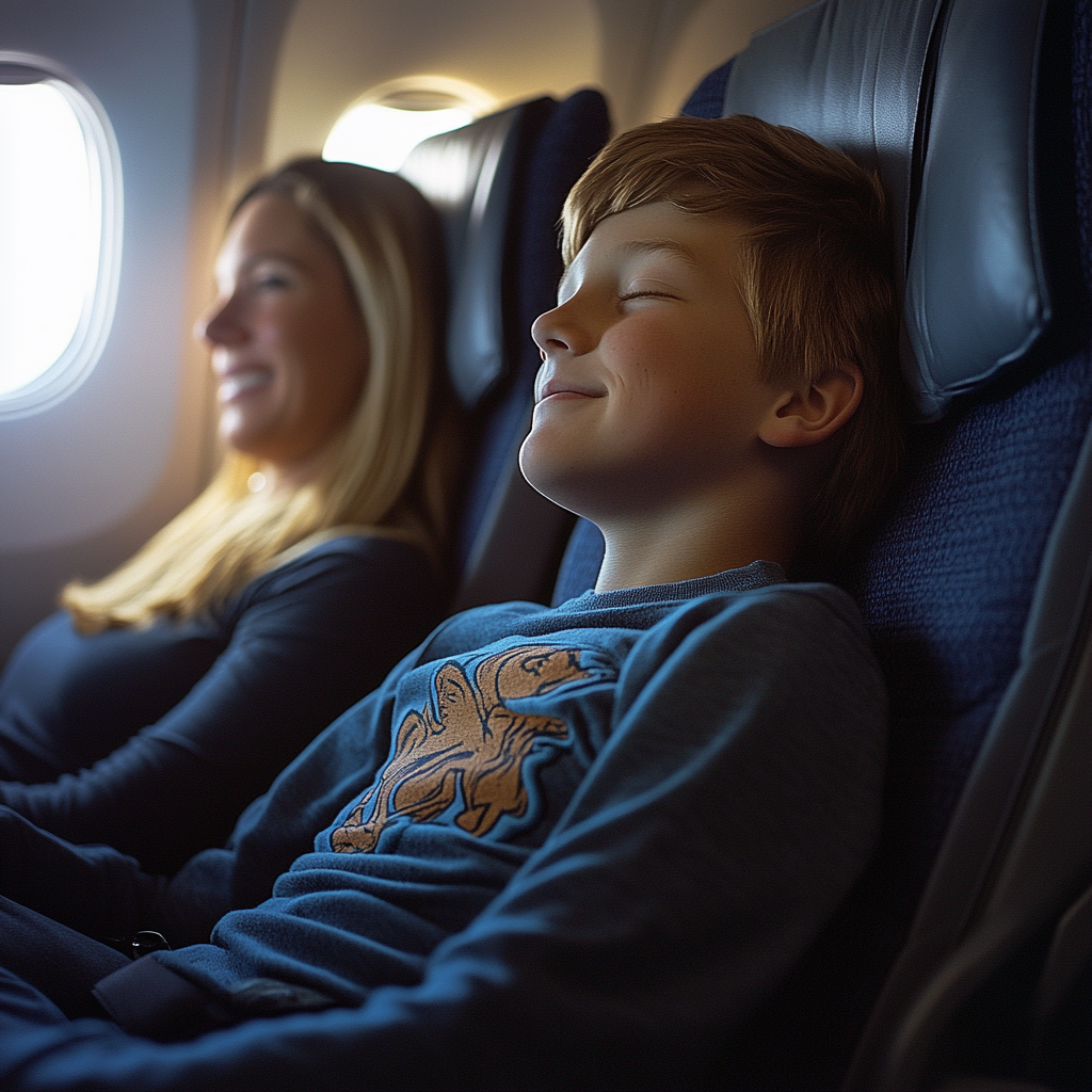 Une mère fière est assise avec son fils heureux | Source : Midjourney