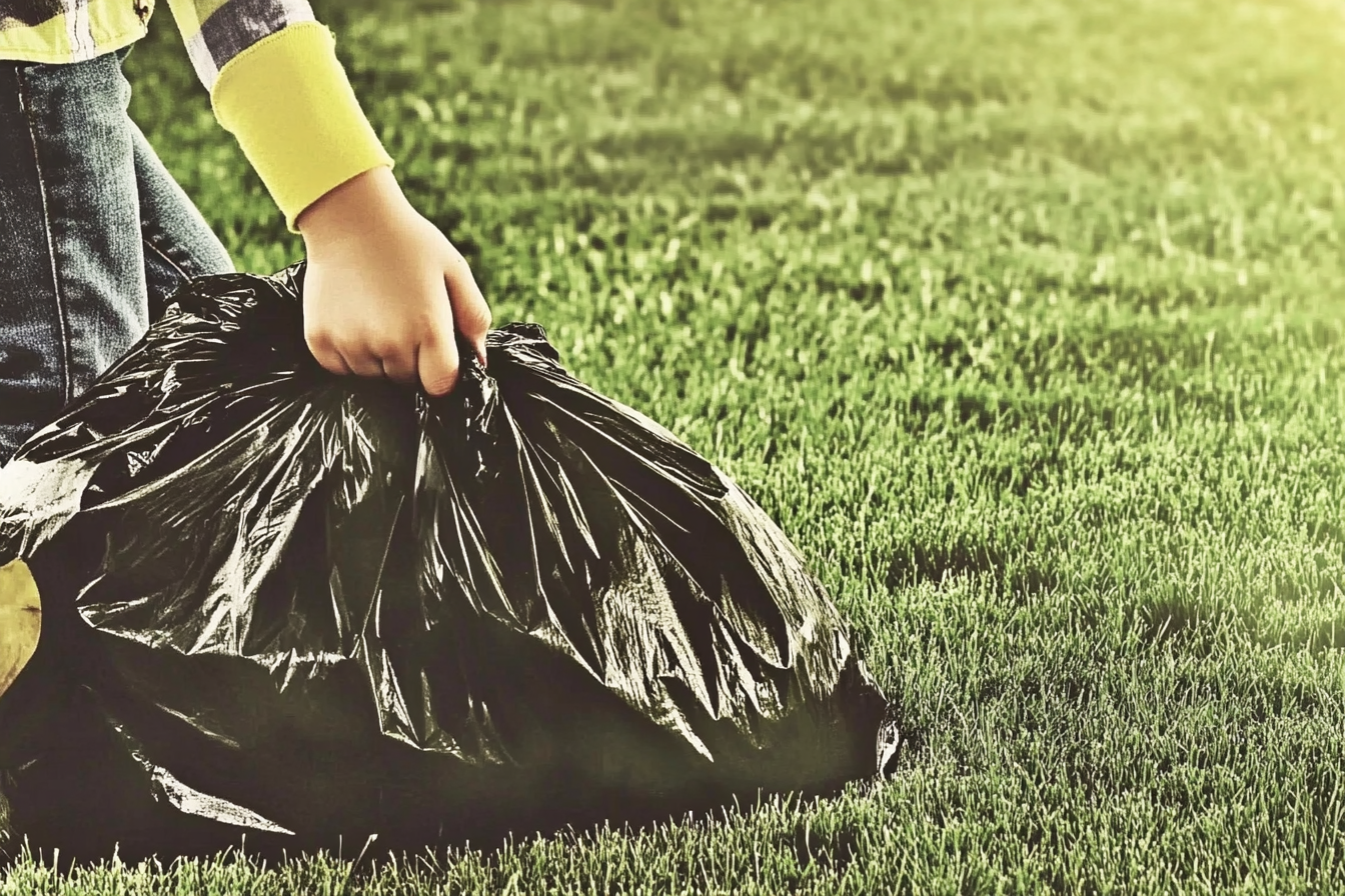 Un niño sosteniendo una bolsa de basura | Fuente: A mitad del viaje