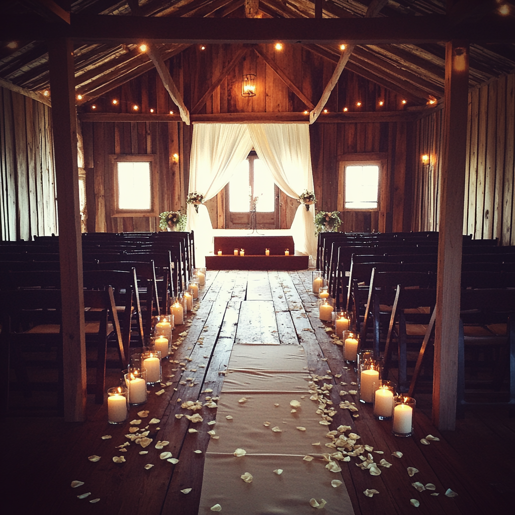 Une cérémonie de mariage organisée dans une grange | Source : Midjourney