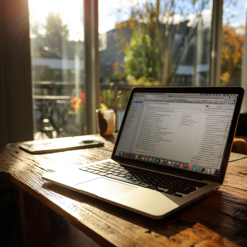 Un ordinateur portable ouvert sur une table | Source : Midjourney