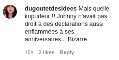 Capture d’écran d'un commentaire de la publication de Laeticia Hallyday. | Source : Instagram/lhallyday