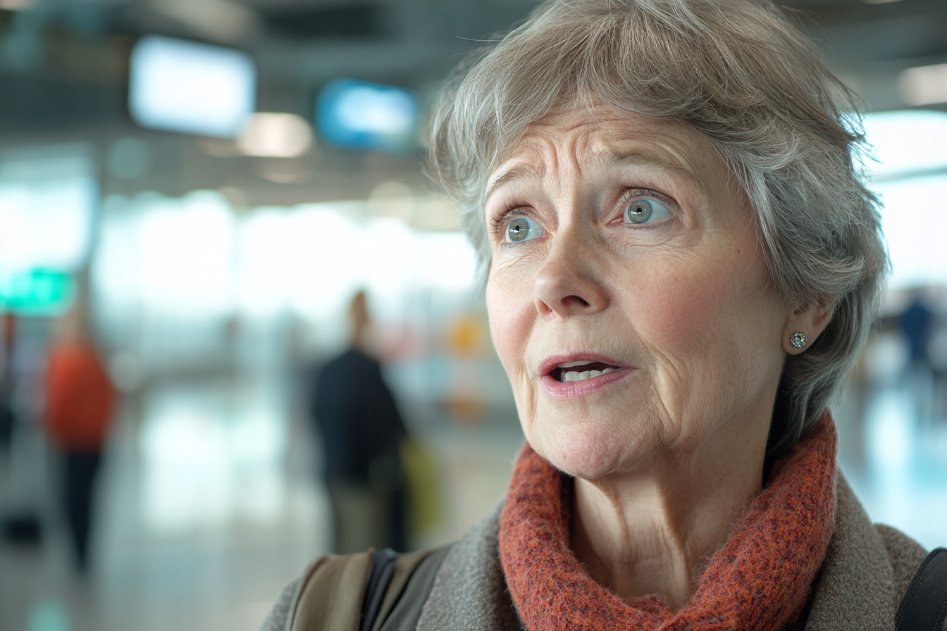 Une femme debout dans un aéroport | Source : Midjourney