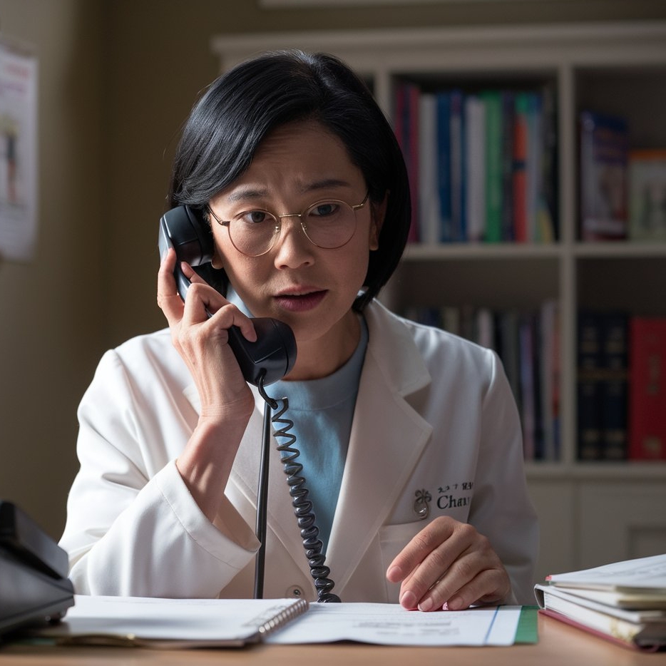 Un médecin parlant au téléphone dans son bureau | Source : Midjourney