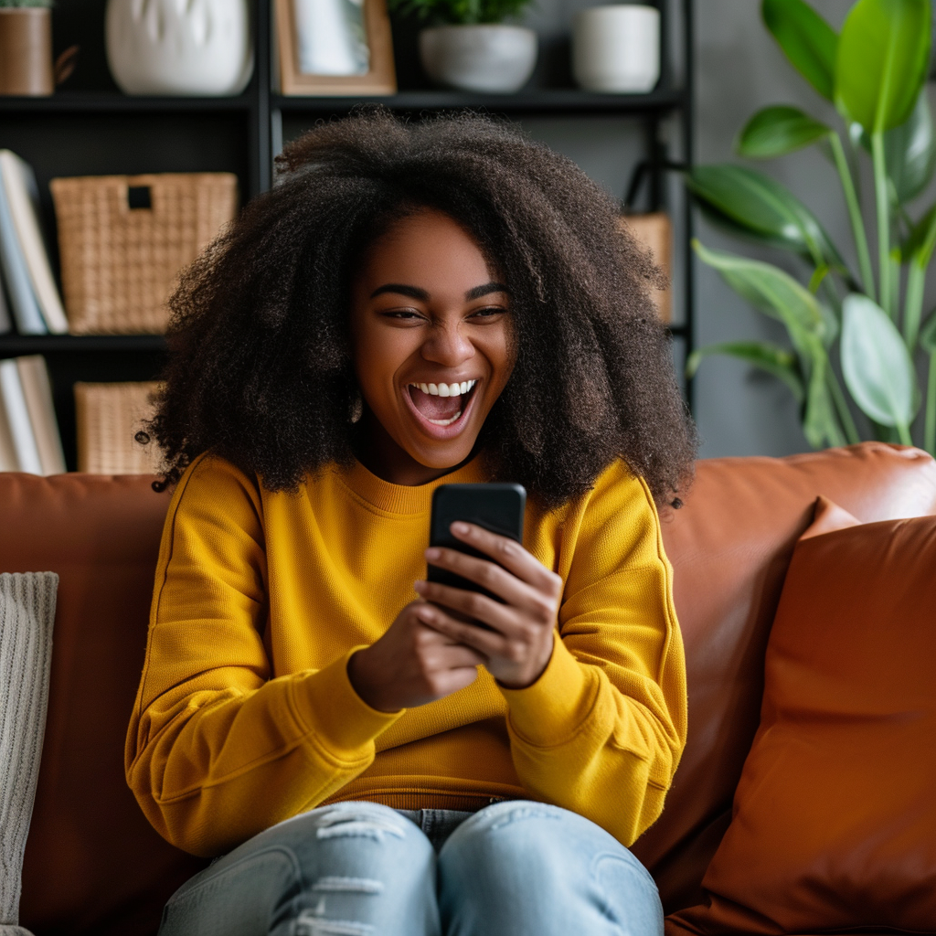 Une personne excitée au téléphone | Source : Midjourney