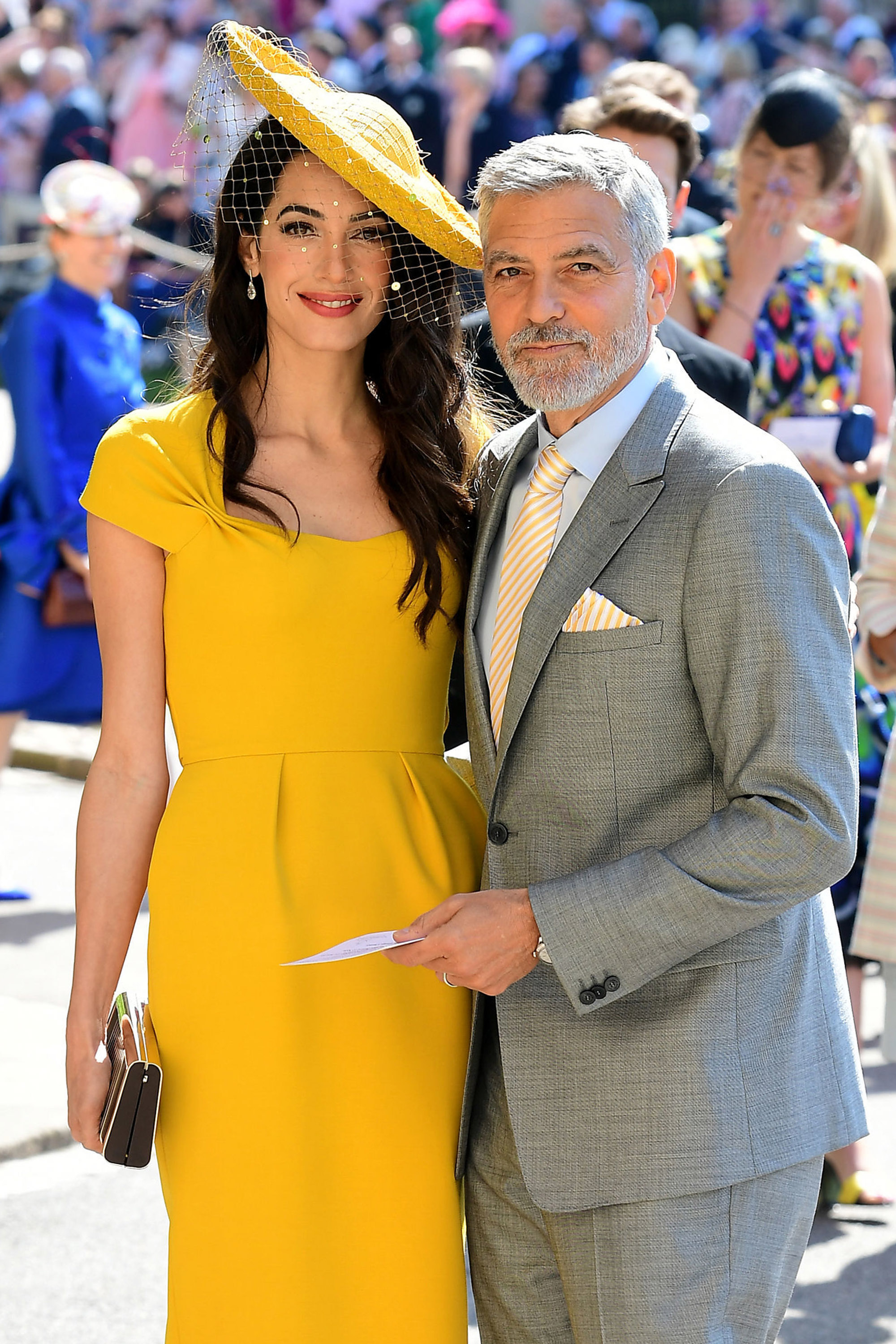 Amal et George Clooney au mariage du prince Harry et de Meghan Markle le 19 mai 2018 à Windsor, en Angleterre | Source : Getty Images