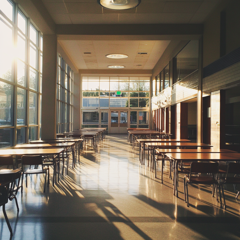 L'intérieur d'une cafétéria d'école | Source : Midjourney