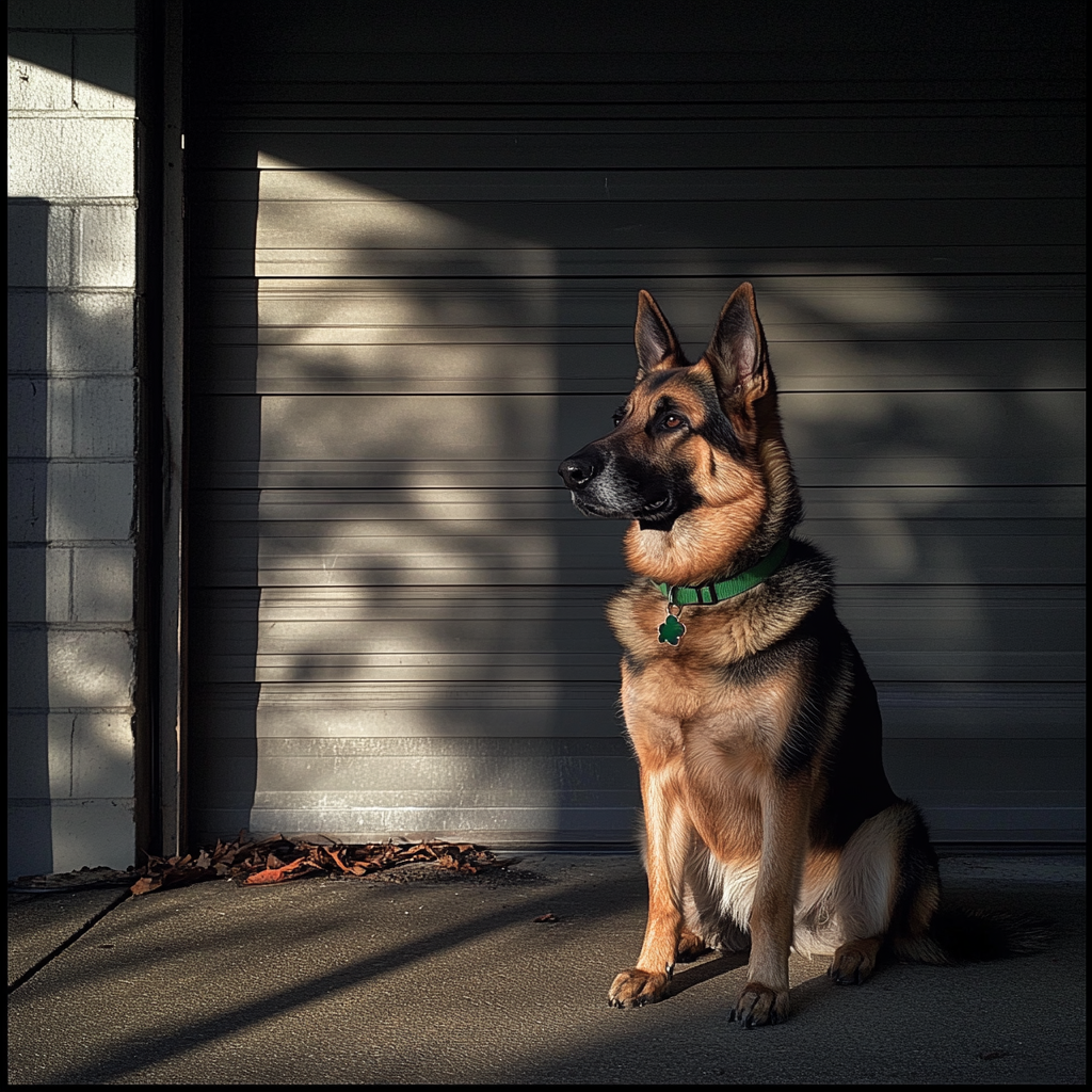 Un chien assis à l'extérieur | Source : Midjourney