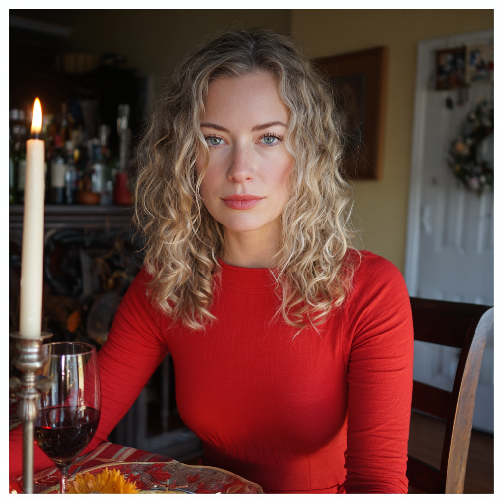 Une femme assise à une table à manger | Source : Midjourney