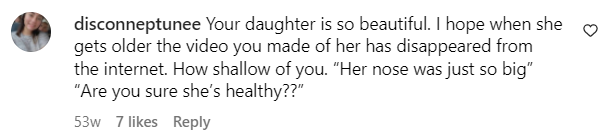 Commentaire d'un fan sur le post Instagram de Lucy Baehr annonçant la naissance de sa fille Reese le 29 octobre 2020 | Source : Instagram/lucybaehr
