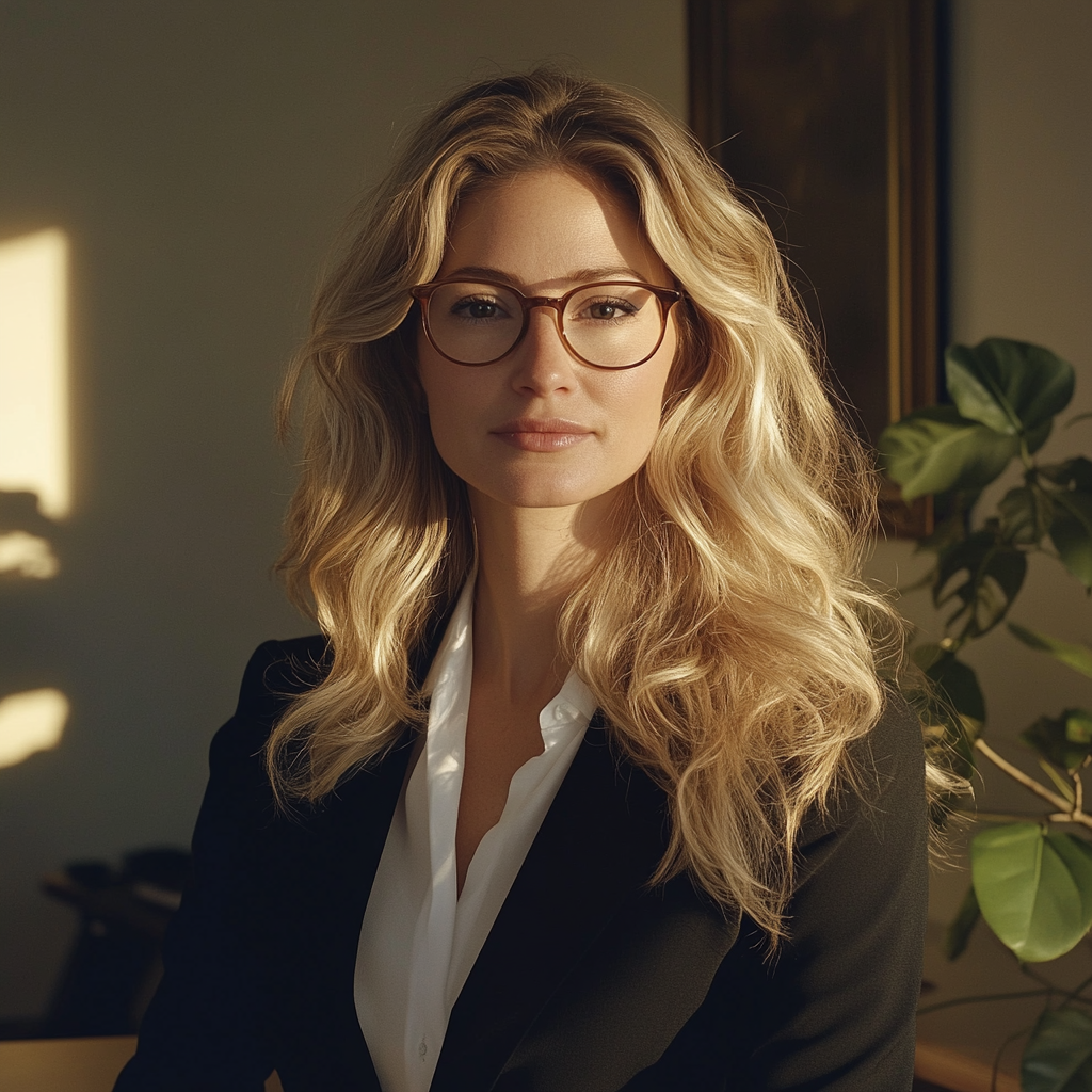 Une femme assise à un bureau | Source : Midjourney