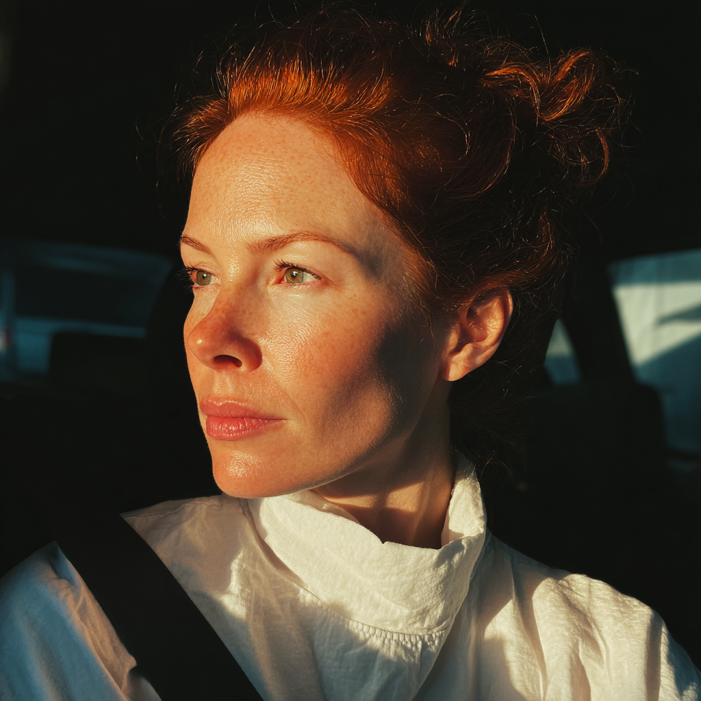 Une femme assise dans une voiture | Source : Midjourney