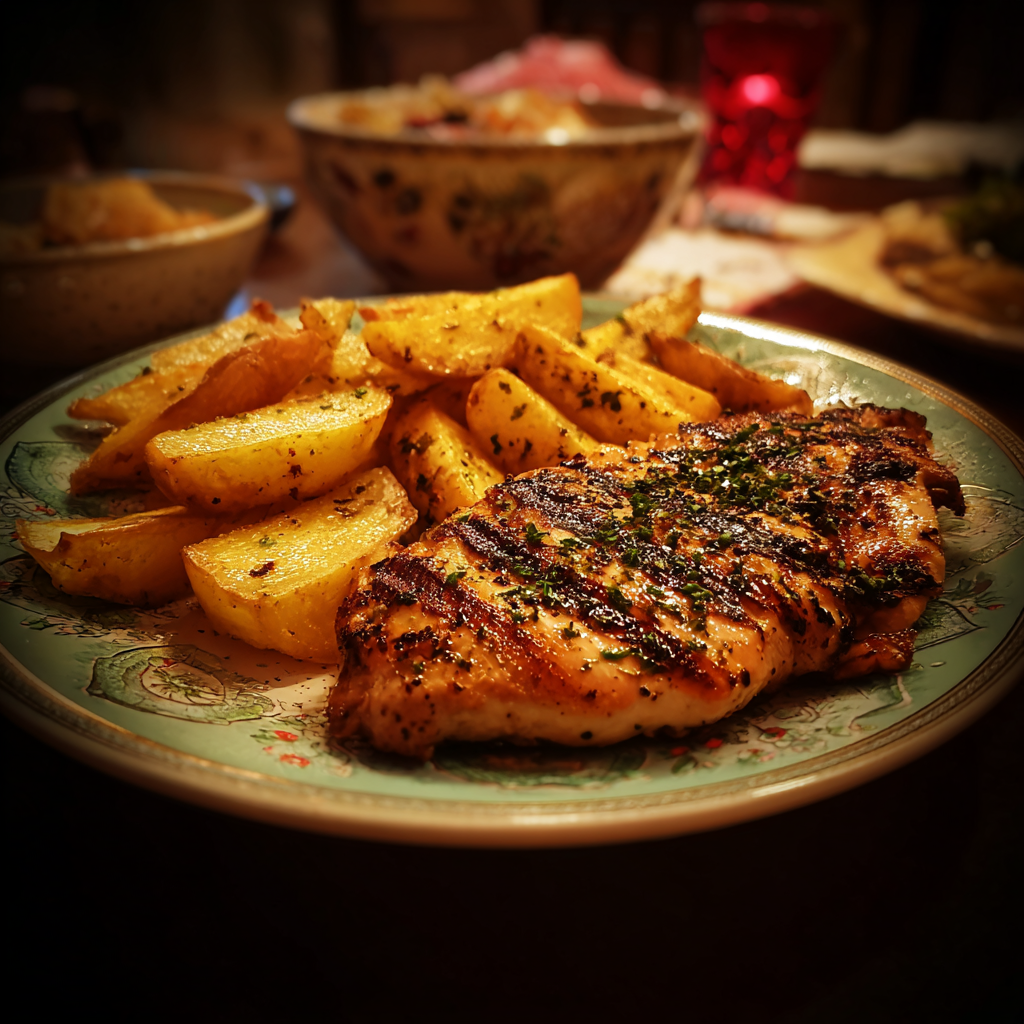 Une assiette de nourriture sur une table | Source : Midjourney