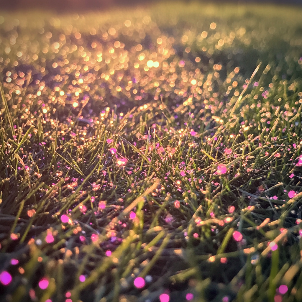 Paillettes roses sur l'herbe | Source : Midjourney