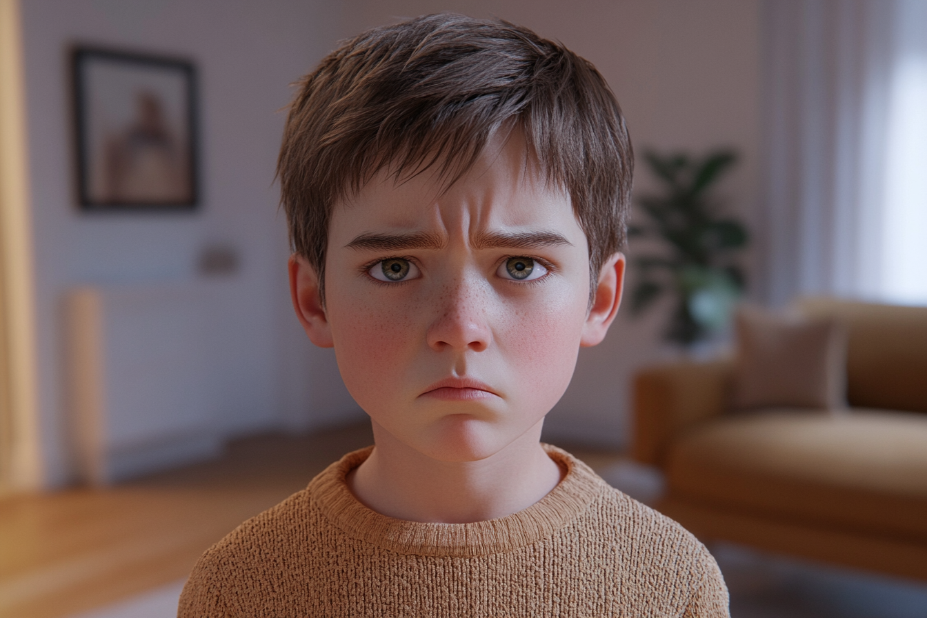 Un garçon qui regarde droit devant lui | Source : Midjourney
