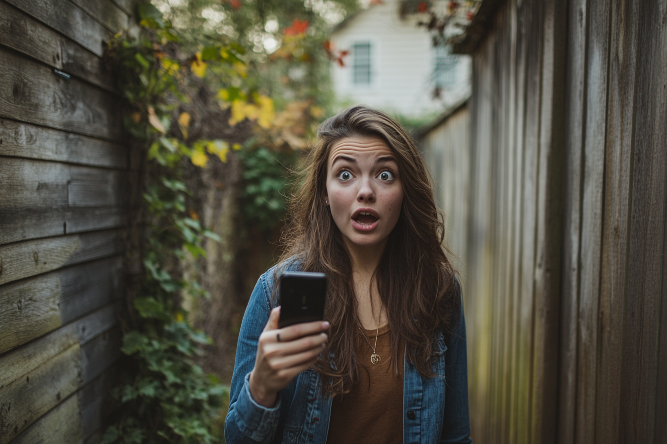 Une femme choquée tenant un téléphone | Source : Midjourney