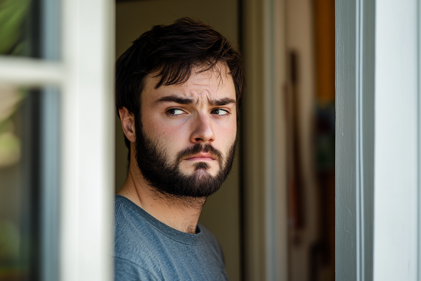 Un homme qui écoute aux portes dans un couloir | Source : Midjourney