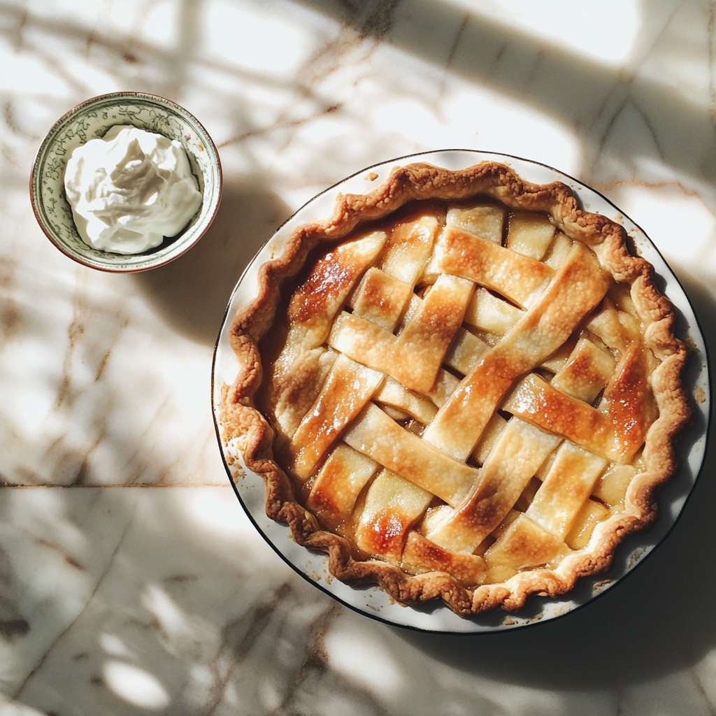 Une tarte aux pommes sur une table | Source : Midjourney