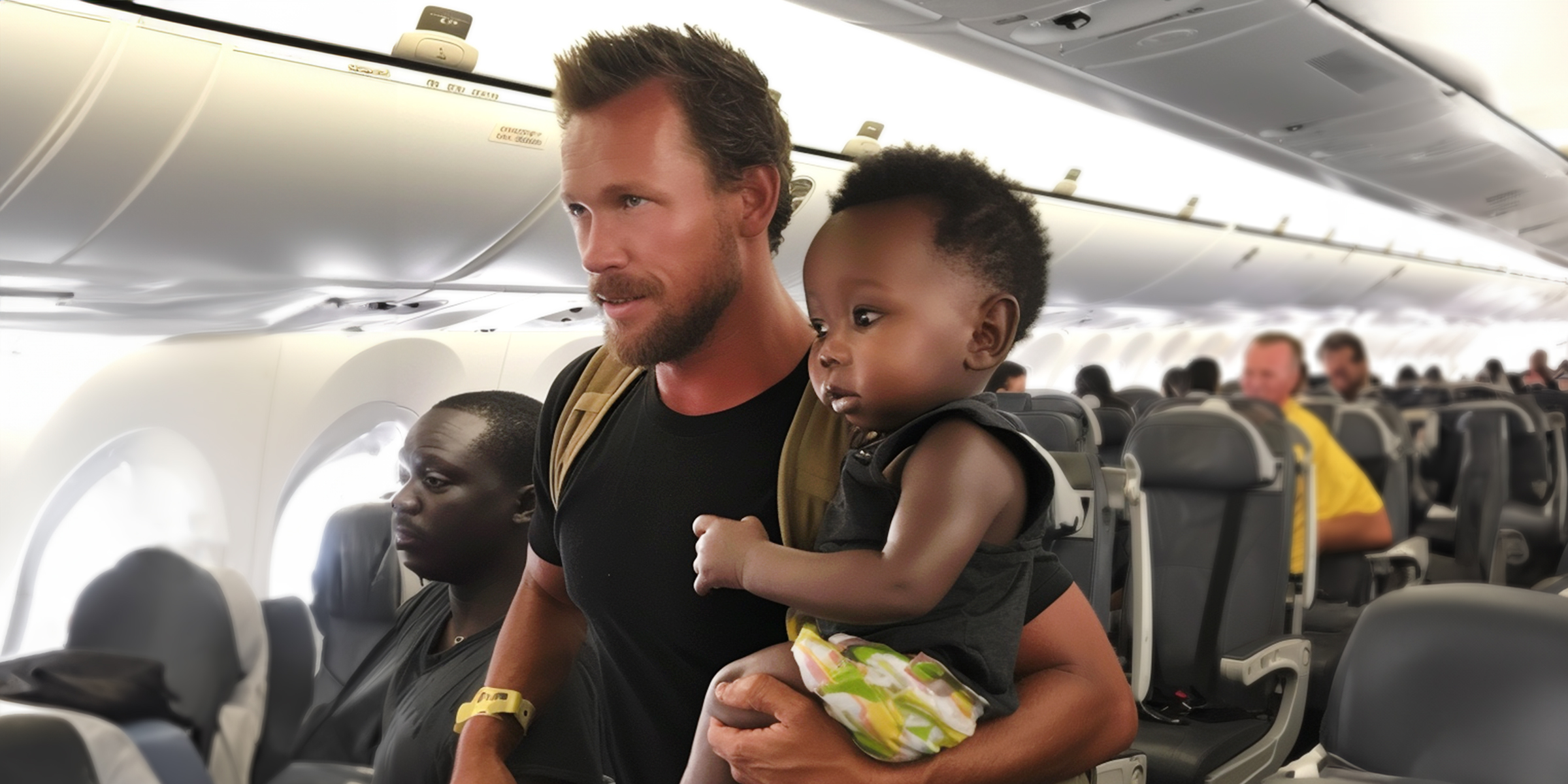 Un homme tenant un bébé dans un avion | Source : Amomama