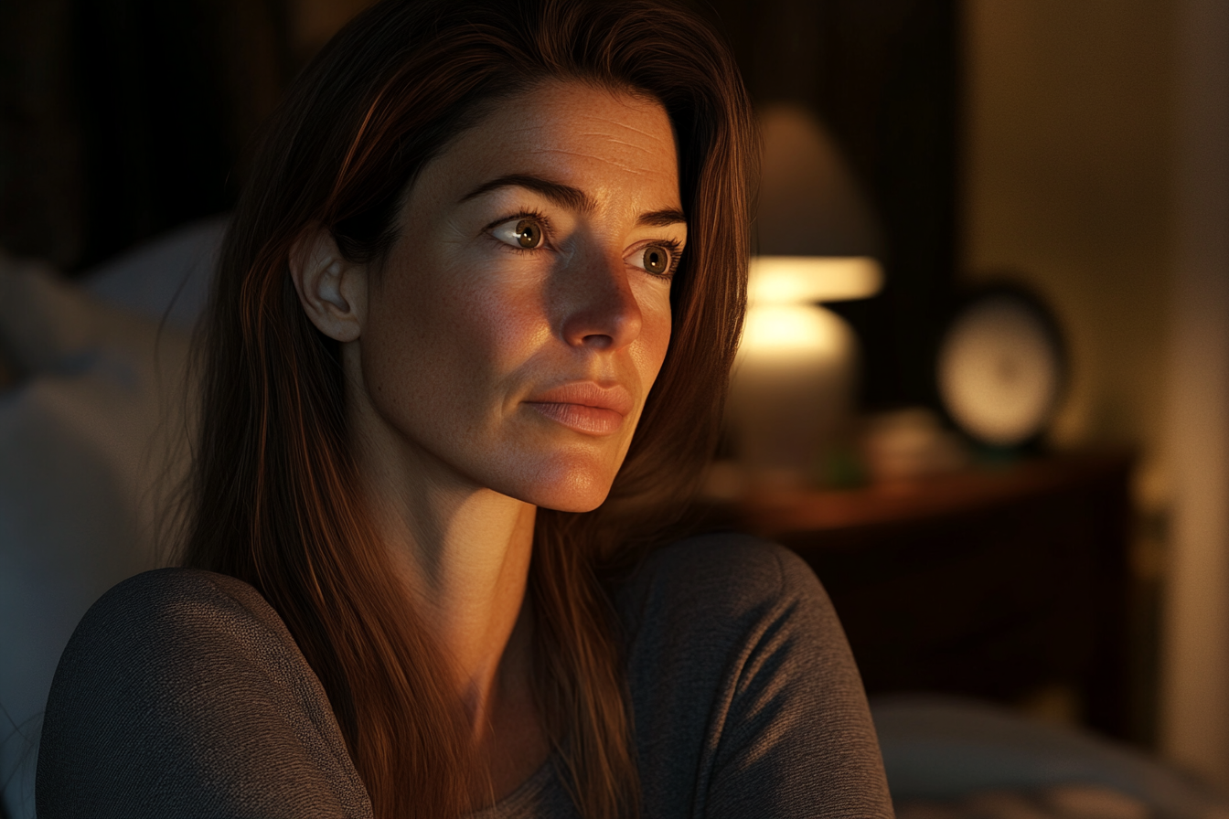 Une femme assise dans sa chambre | Source : Midjourney