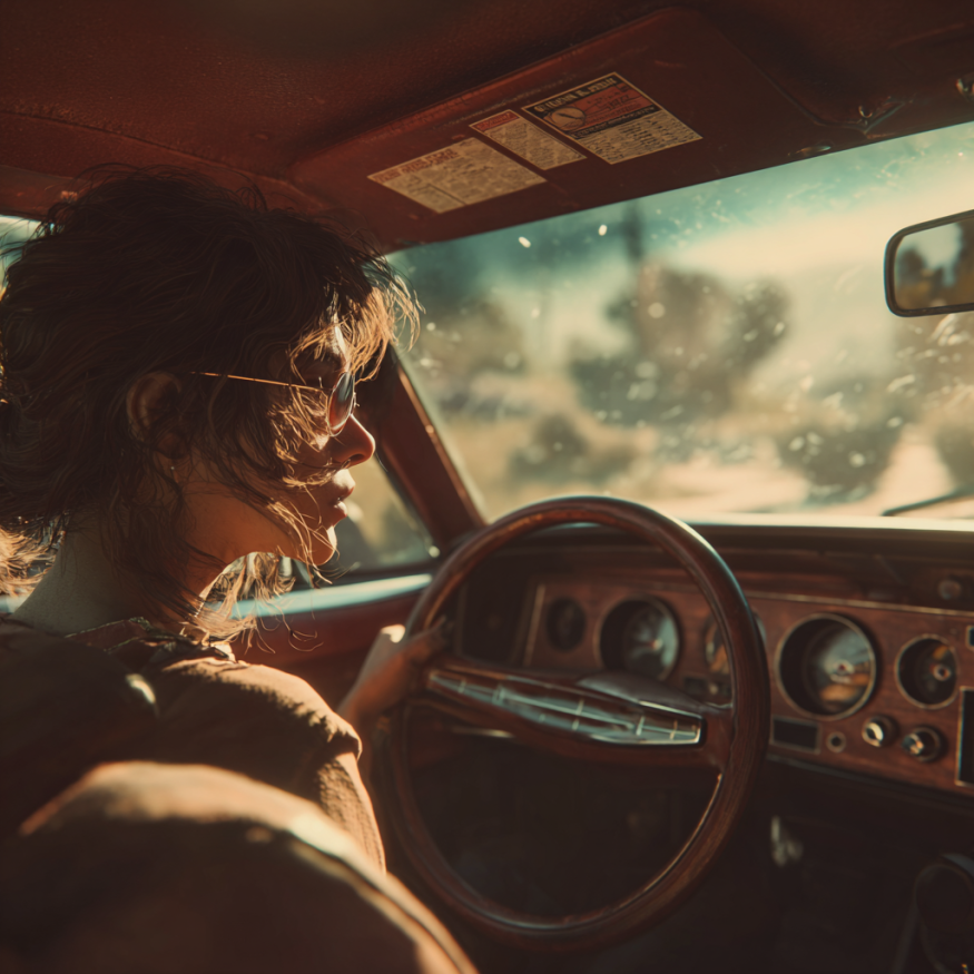 Une femme qui conduit une voiture | Source : Midjourney