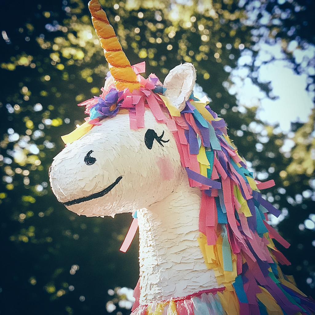 Une piñata en forme de licorne | Source : Midjourney