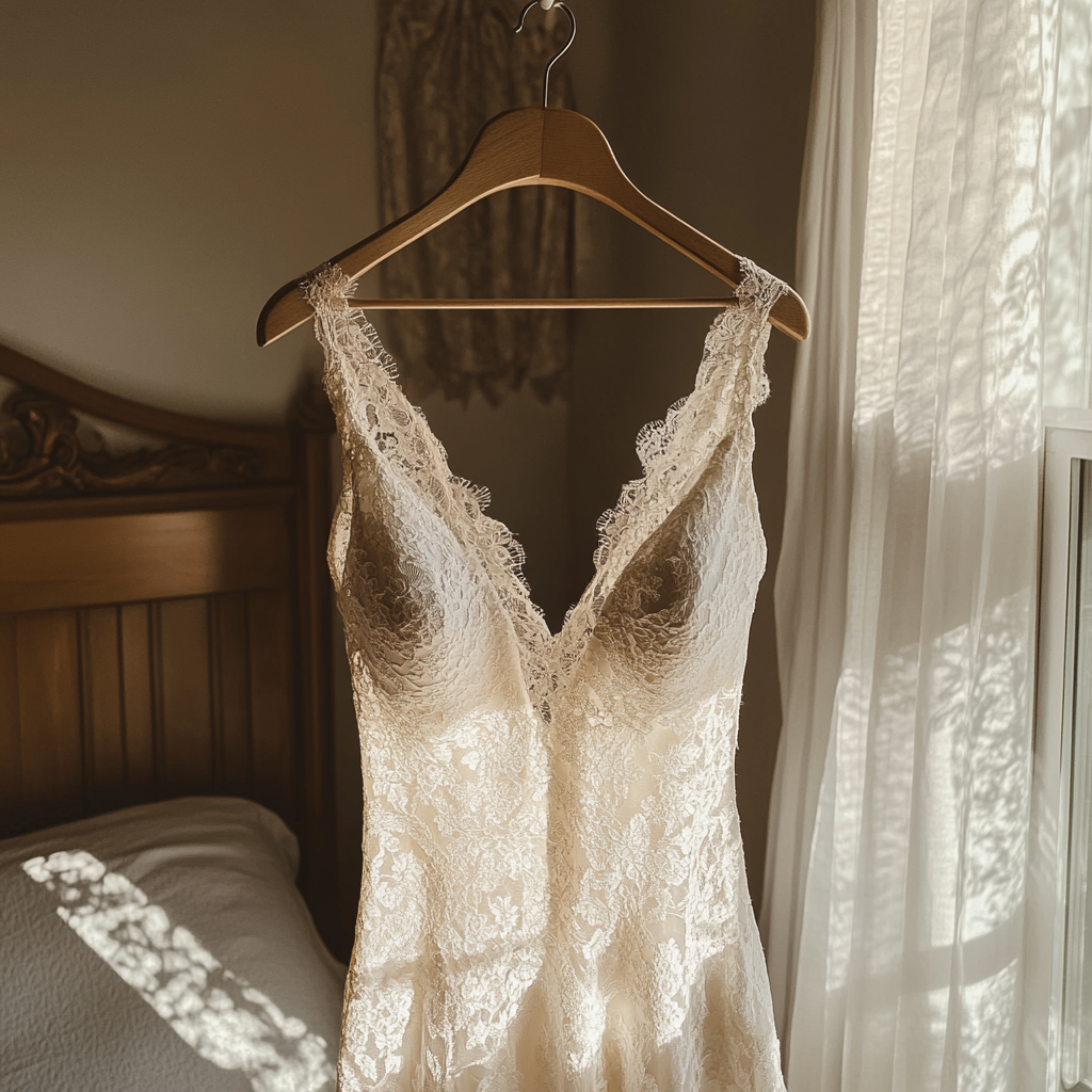 Une robe de mariée suspendue | Source : Midjourney