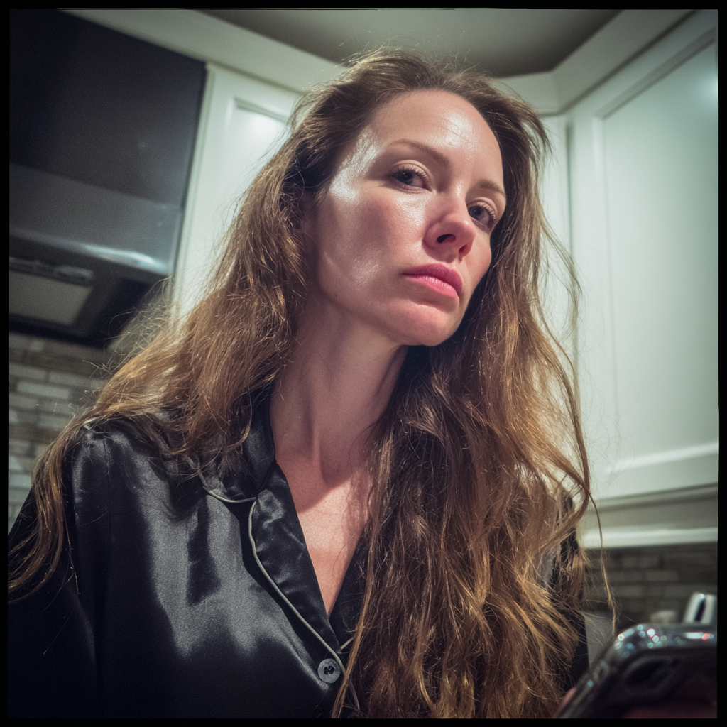 Une femme portant un pyjama et se tenant dans une cuisine | Source : Midjourney