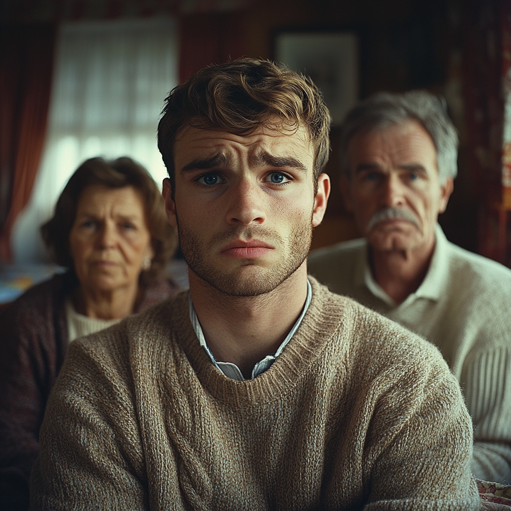 Un homme avec ses parents | Source : Midjourney