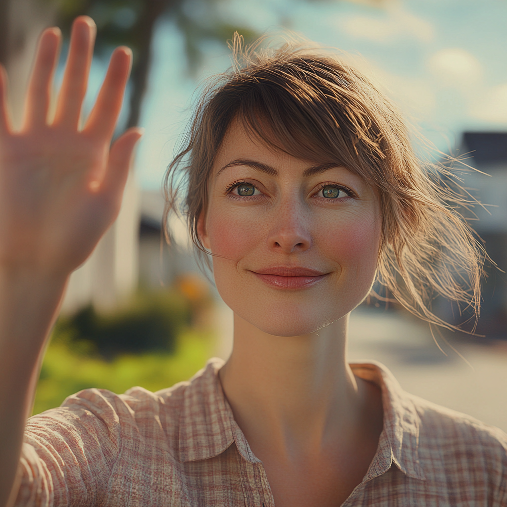 Une femme fait signe à sa voisine | Source : Midjourney