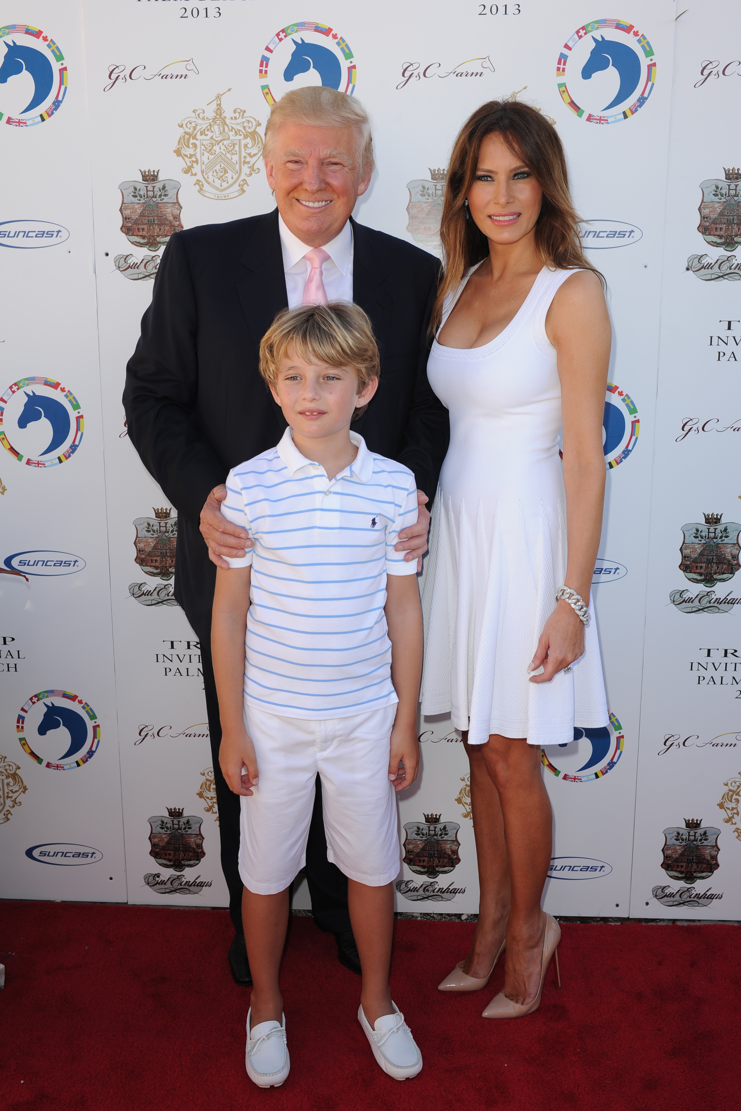 Donald, Melania et Barron Trump au Trump Invitational Grand Prix, le 6 janvier 2013, à Palm Beach, en Floride. | Source : Getty Images