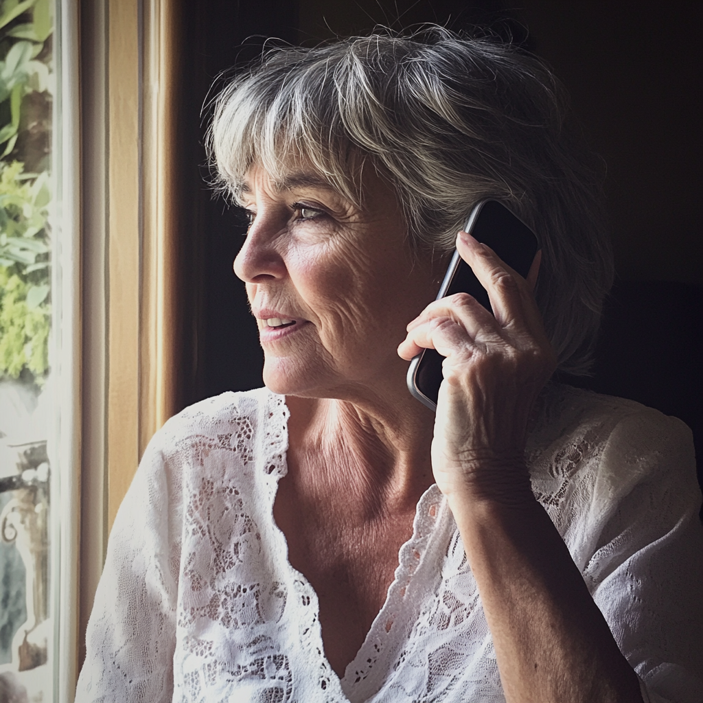 Une femme qui parle au téléphone | Source : Midjourney