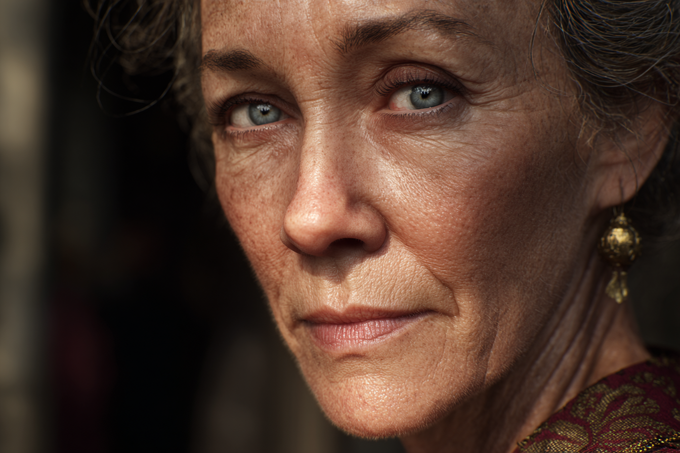 Gros plan sur le visage d'une femme âgée | Source : Midjourney