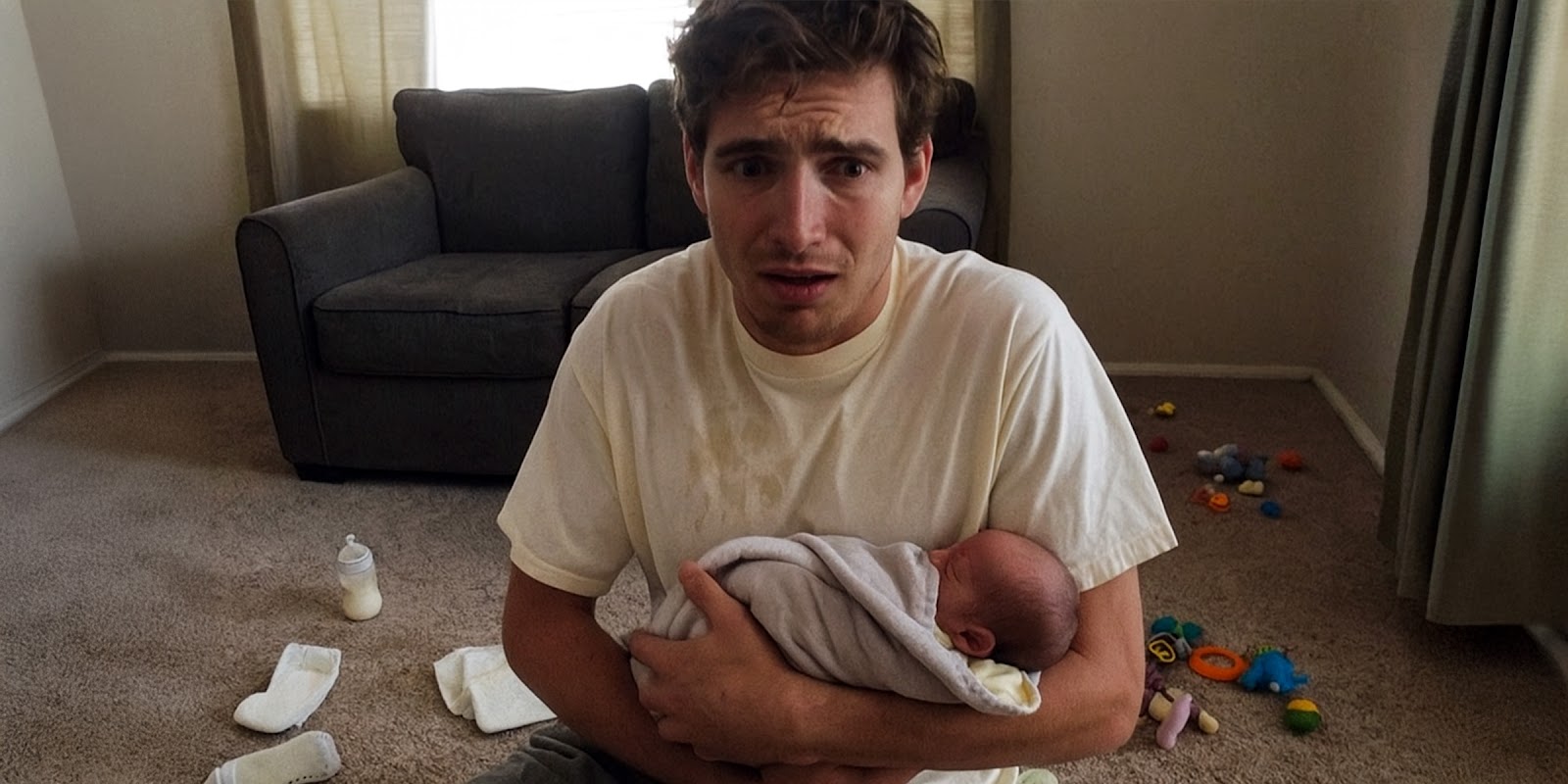 Un homme avec son bébé. | Source : Sora