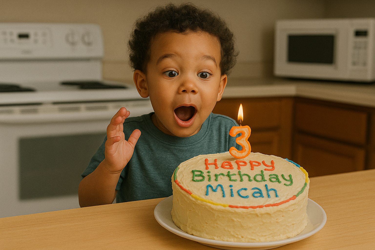 Un bambin regarde avec ravissement un gâteau d'anniversaire | Source : DALL-E