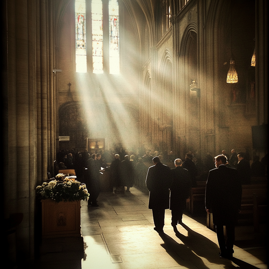 Un enterrement dans une cathédrale | Source : Midjourney