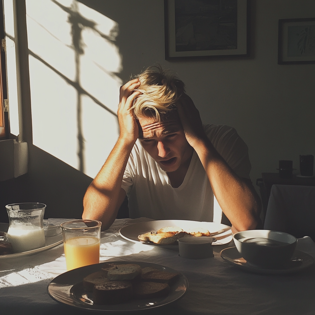 Un homme qui se tient la tête | Source : Midjourney