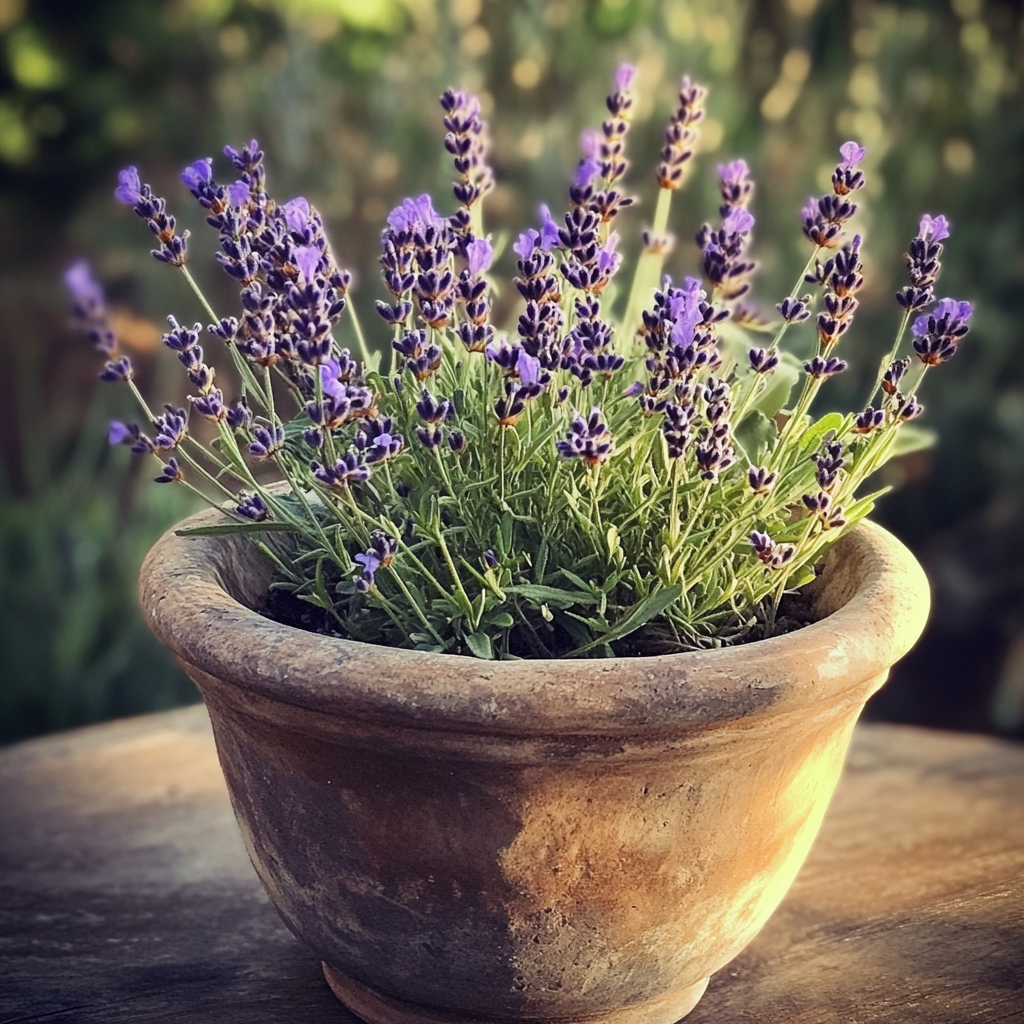 Un plant de lavande en pot | Source : Midjourney