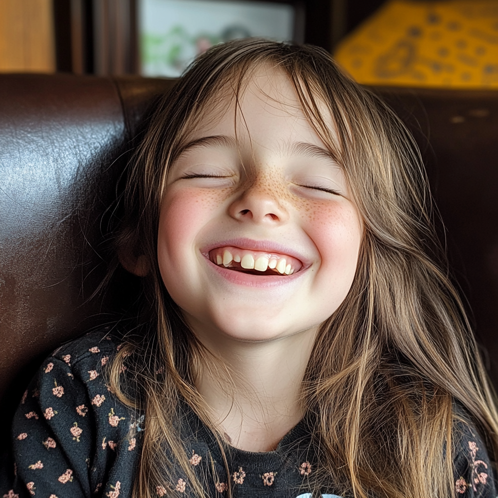 Une petite fille souriante | Source : Midjourney