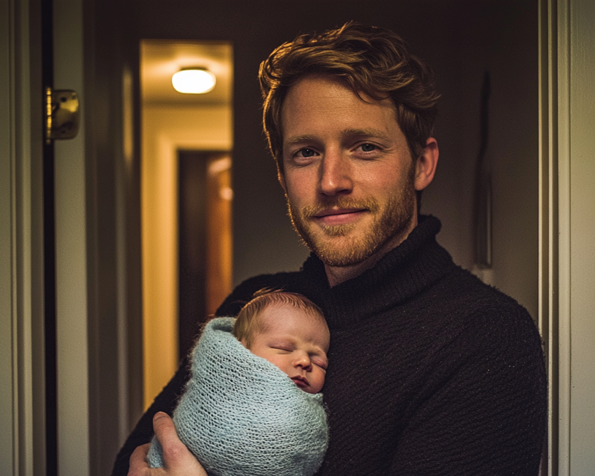 Un homme tenant un bébé | Source : Midjourney