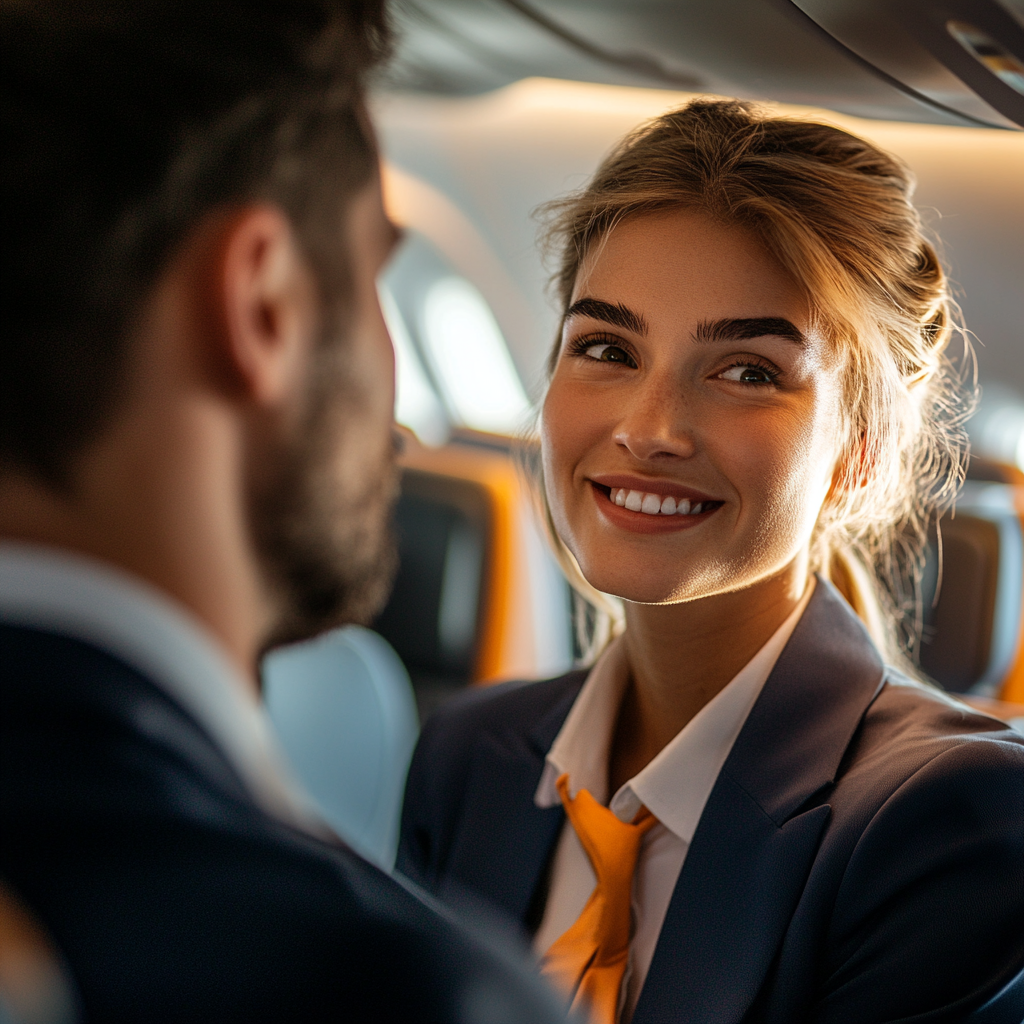 Une hôtesse de l'air confrontée à un passager en colère | Source : Midjourney