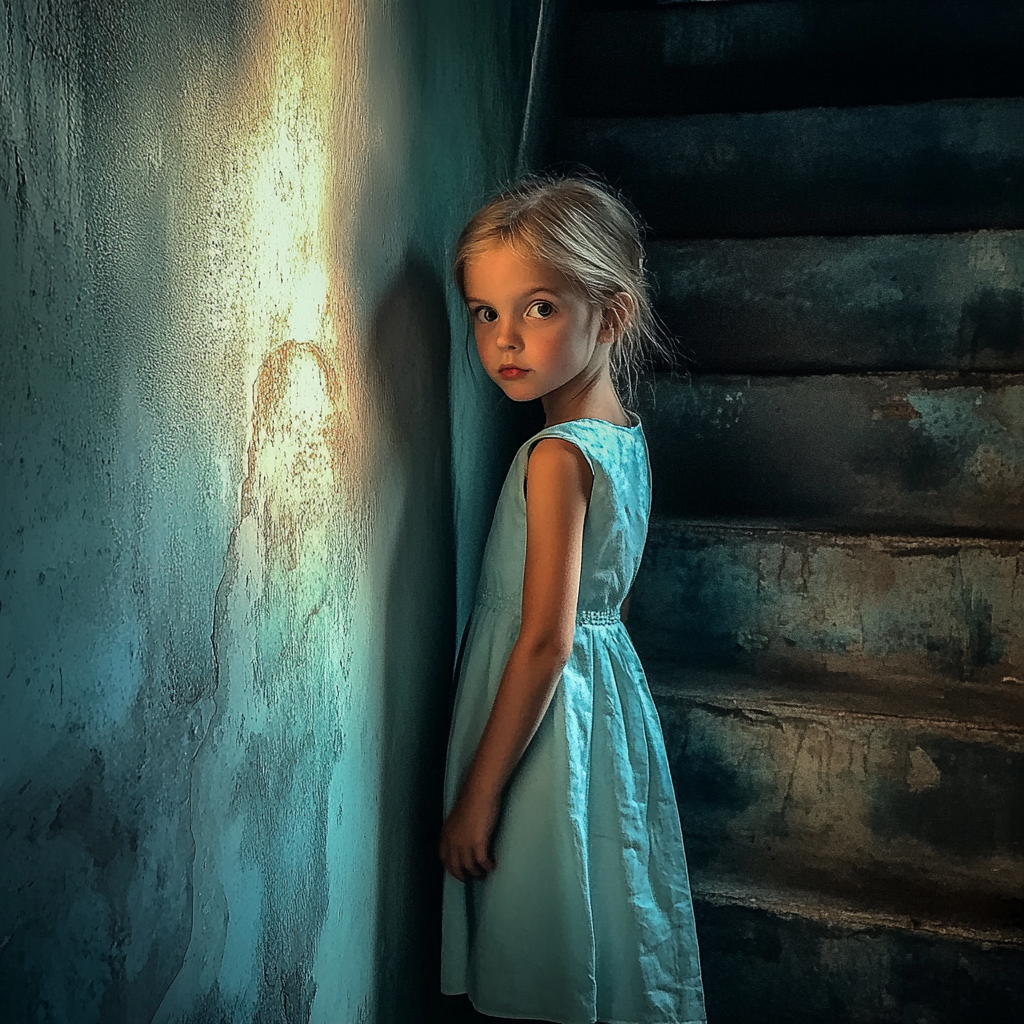 A little girl in a cellar | Source: Midjourney