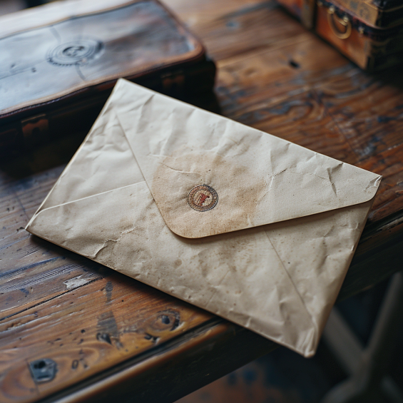 Une lettre ancienne avec un emblème | Source : Midjourney
