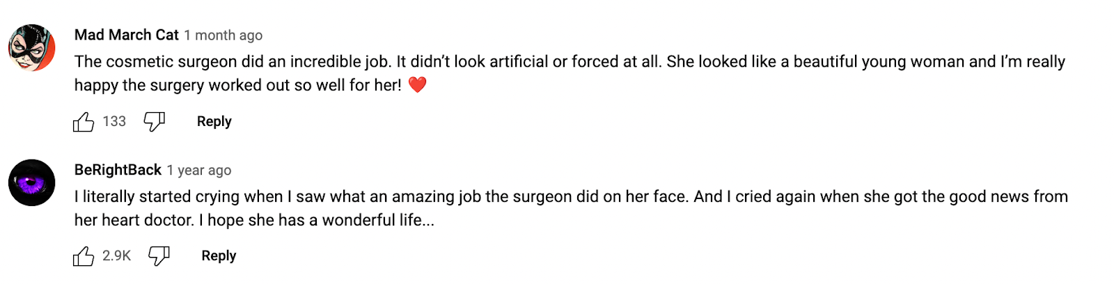 Commentaires sur Zara Hartshorn | Source : Youtube.com/Our Life