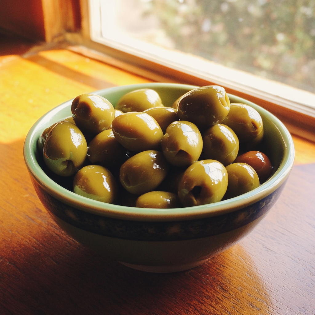 A bowl of olives | Source: Midjourney