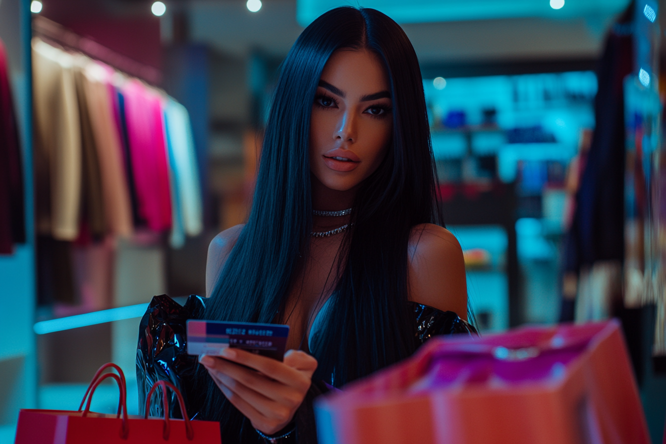 Une femme utilisant sa carte de crédit dans un magasin | Source : Midjourney