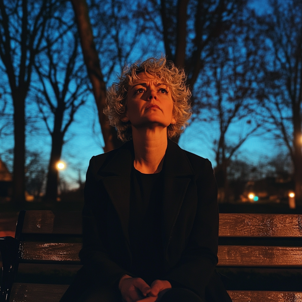 Une femme assise sur un banc | Source : Midjourney