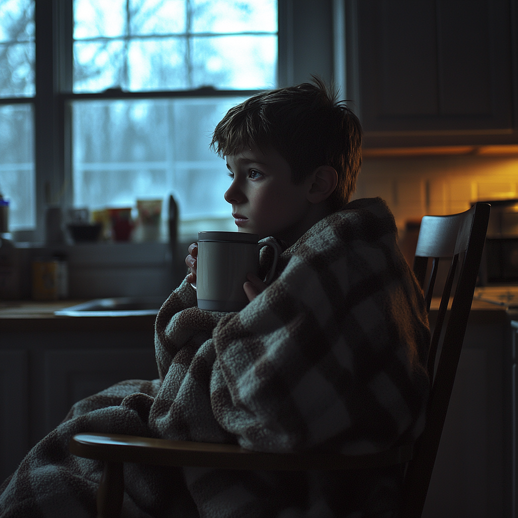 A boy drinking tea | Source: Midjourney