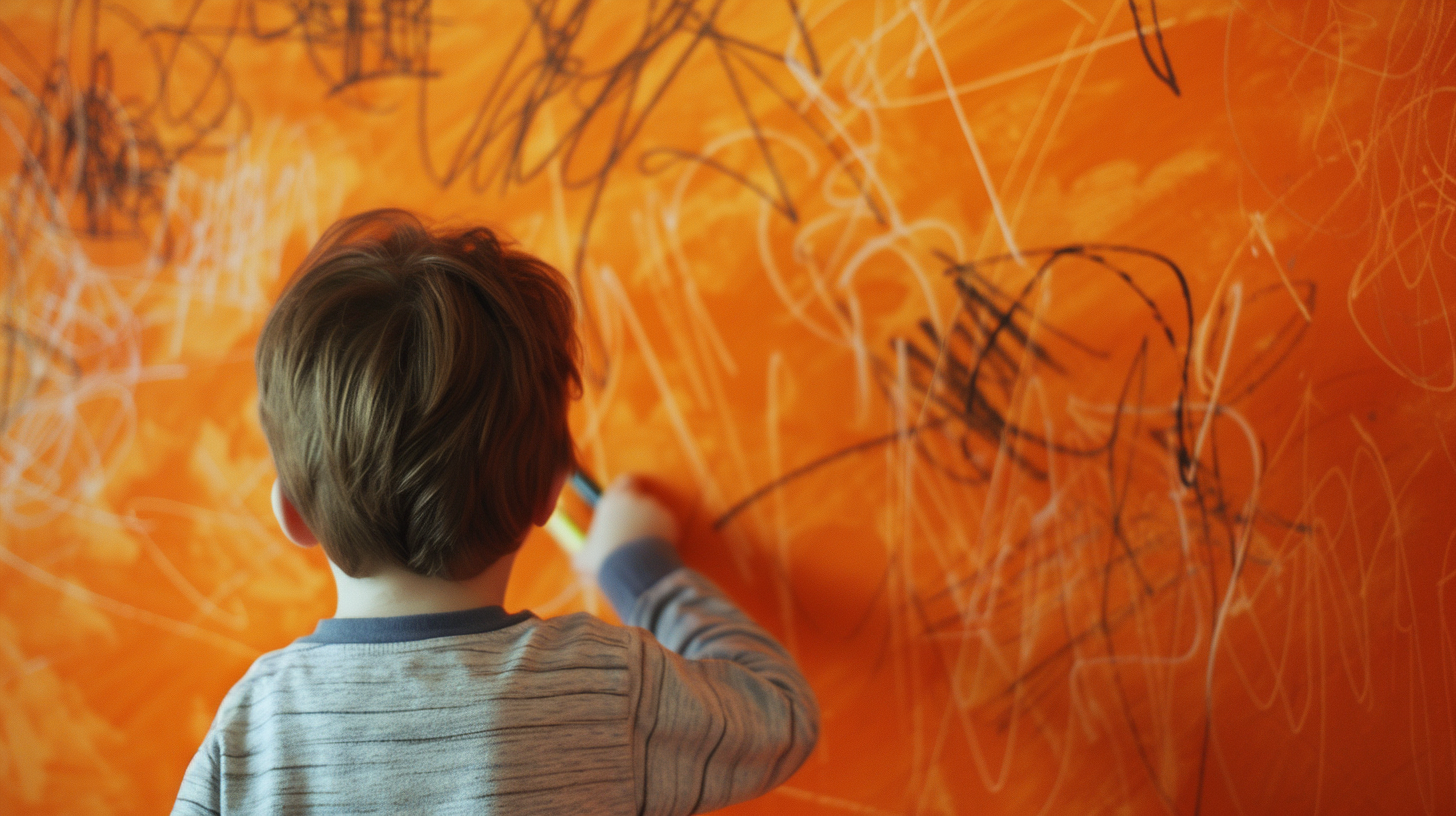 Un enfant qui dessine sur un mur | Source : Midjourney